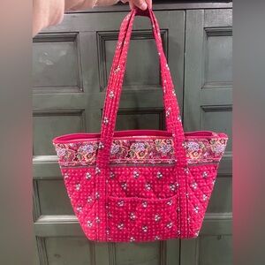 Vera Bradley Red Floral HandBag Retro Vintage Pattern Provincial